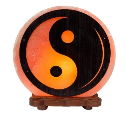 lámpara de sal del himalaya con diseño ying yang de algo muy natural