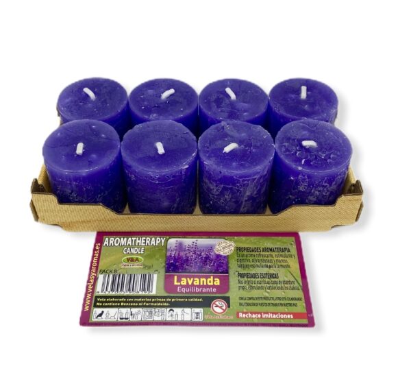 Velas de Lavanda en Pack de 8 unidades