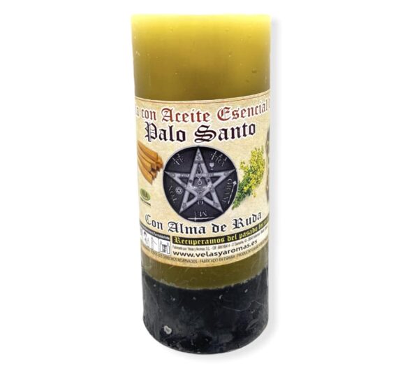 Velón palo santo con Alma de Ruda