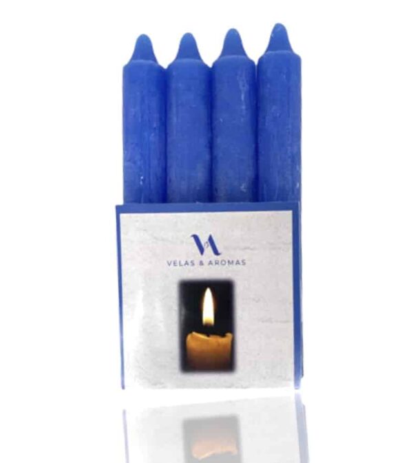 Velas de candelabro azules